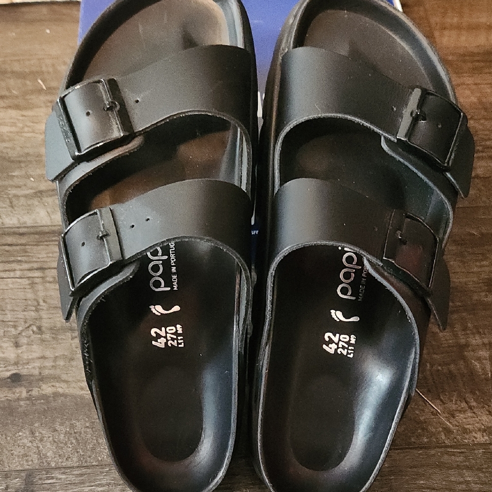 Birkenstock Papillio Black Arizona Double Strap Leather Sandals